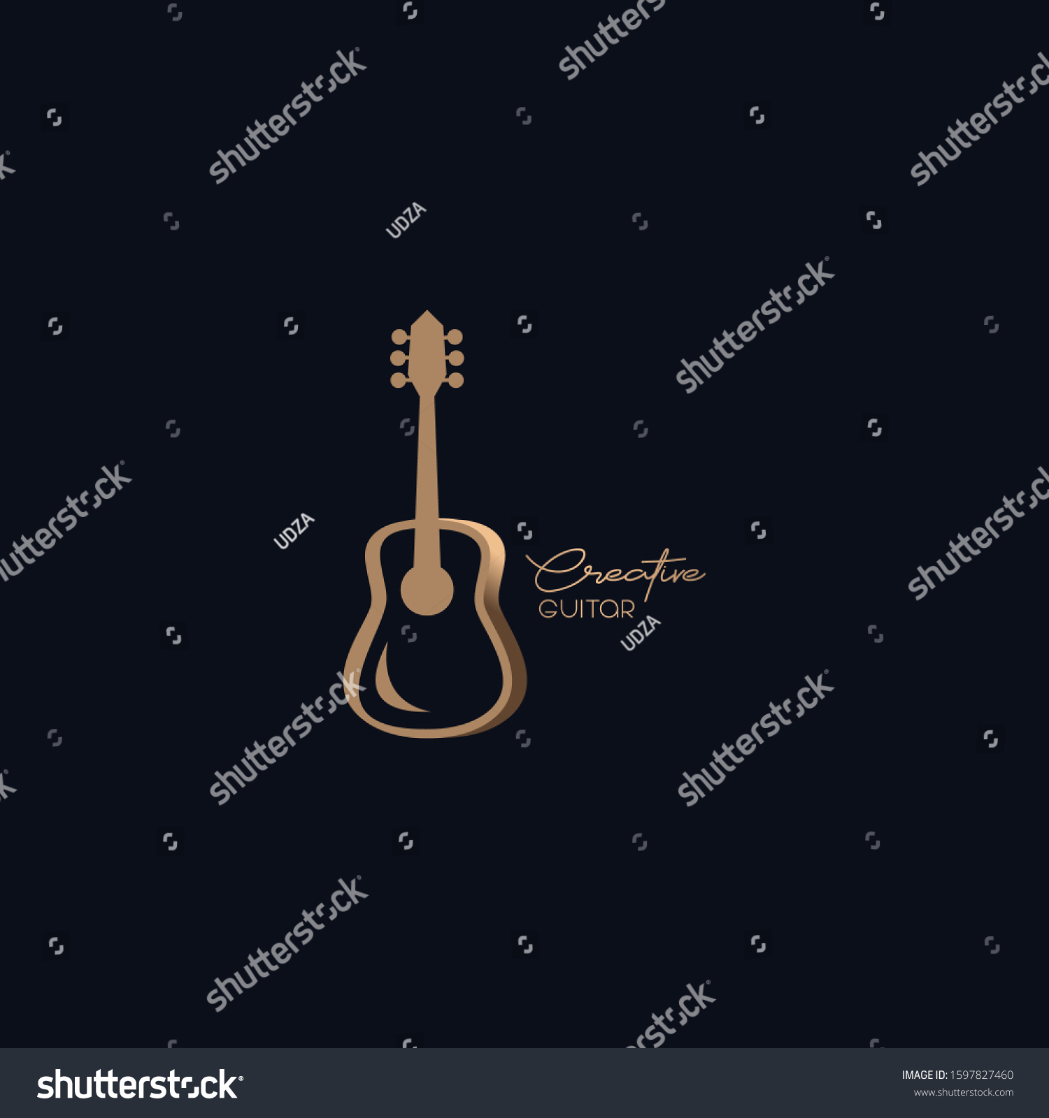 Creative Guitar Logo Design Vector Template Stock Vector Royalty Free 1597827460 Shutterstock 4887