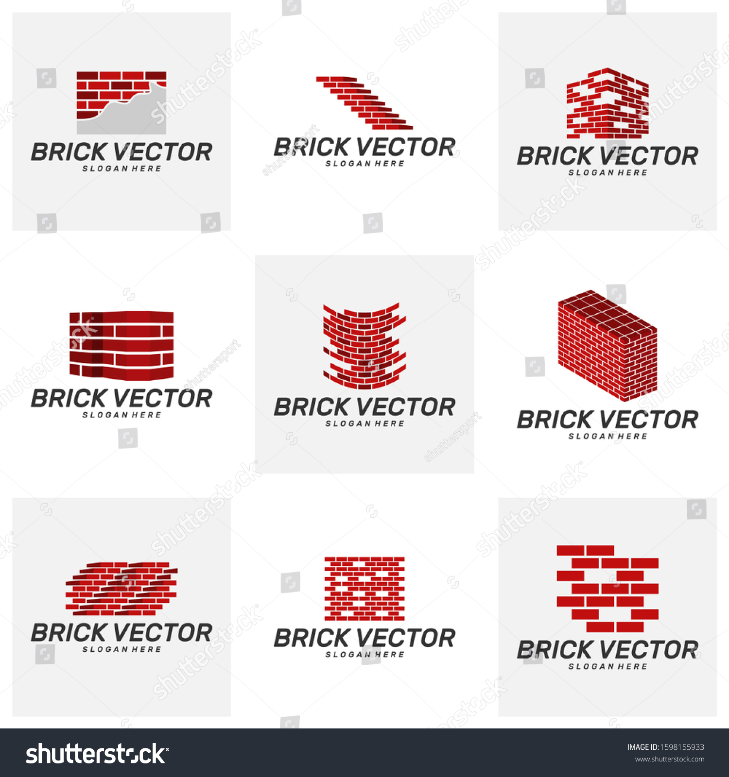 Set Brick Building Logo Design Vector Stock Vector (royalty Free 