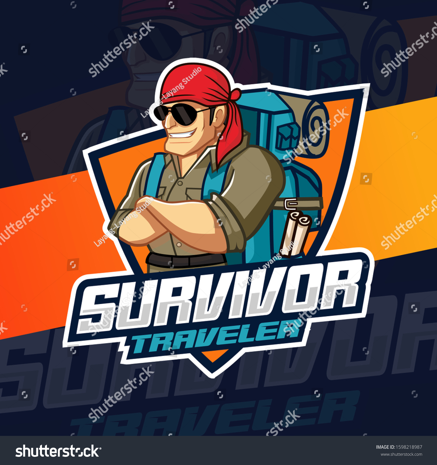 Survivor Man Mascot Logo Design Stock Vector Royalty Free 1598218987