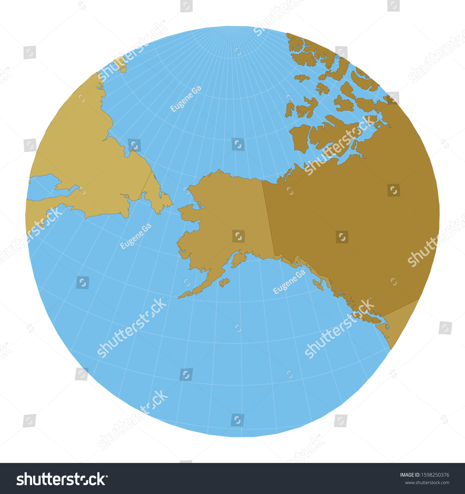 World Map Modified Stereographic Projection Alaska Stock Vector Stock Vector World Map Modified Stereographic Projection For Alaska Map Of The World With Meridians On Blue 1598250376