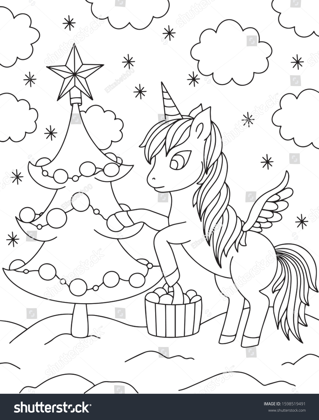 487 Christmas Unicorn Colouring Pages Images, Stock Photos & Vectors