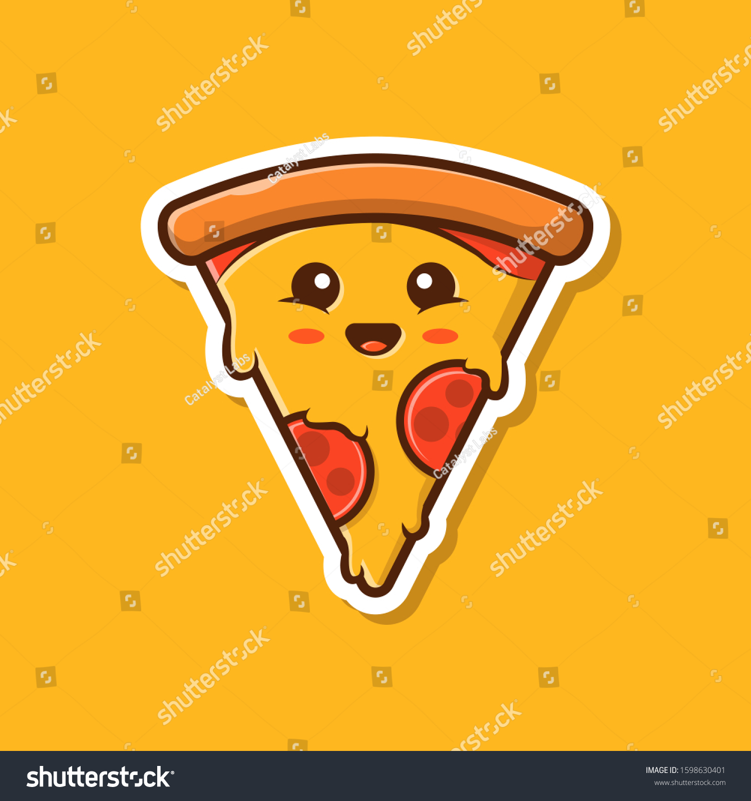 Cute Pizza Mascot Vector Icon Illustration Stock Vector (Royalty Free ...