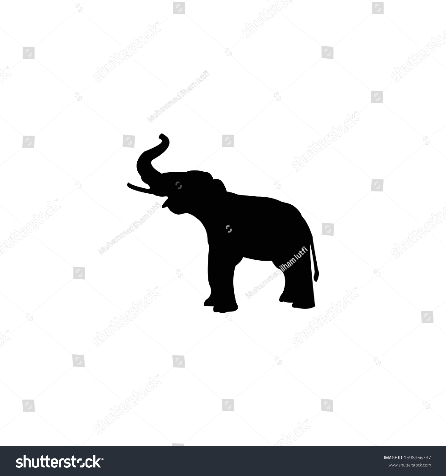 Angry Elephant Silhouette Vector Stock Vector (royalty Free) 1598966737 