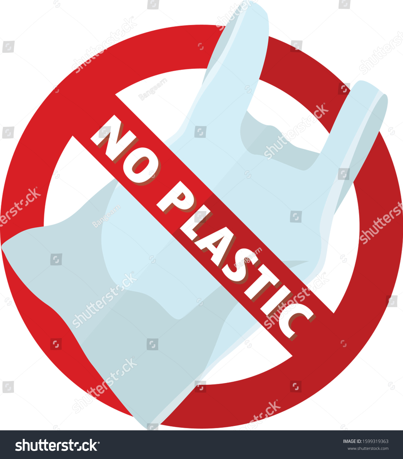 No Plastic Bag Forbidden Sign No Stock Vector (Royalty Free) 1599319363 ...