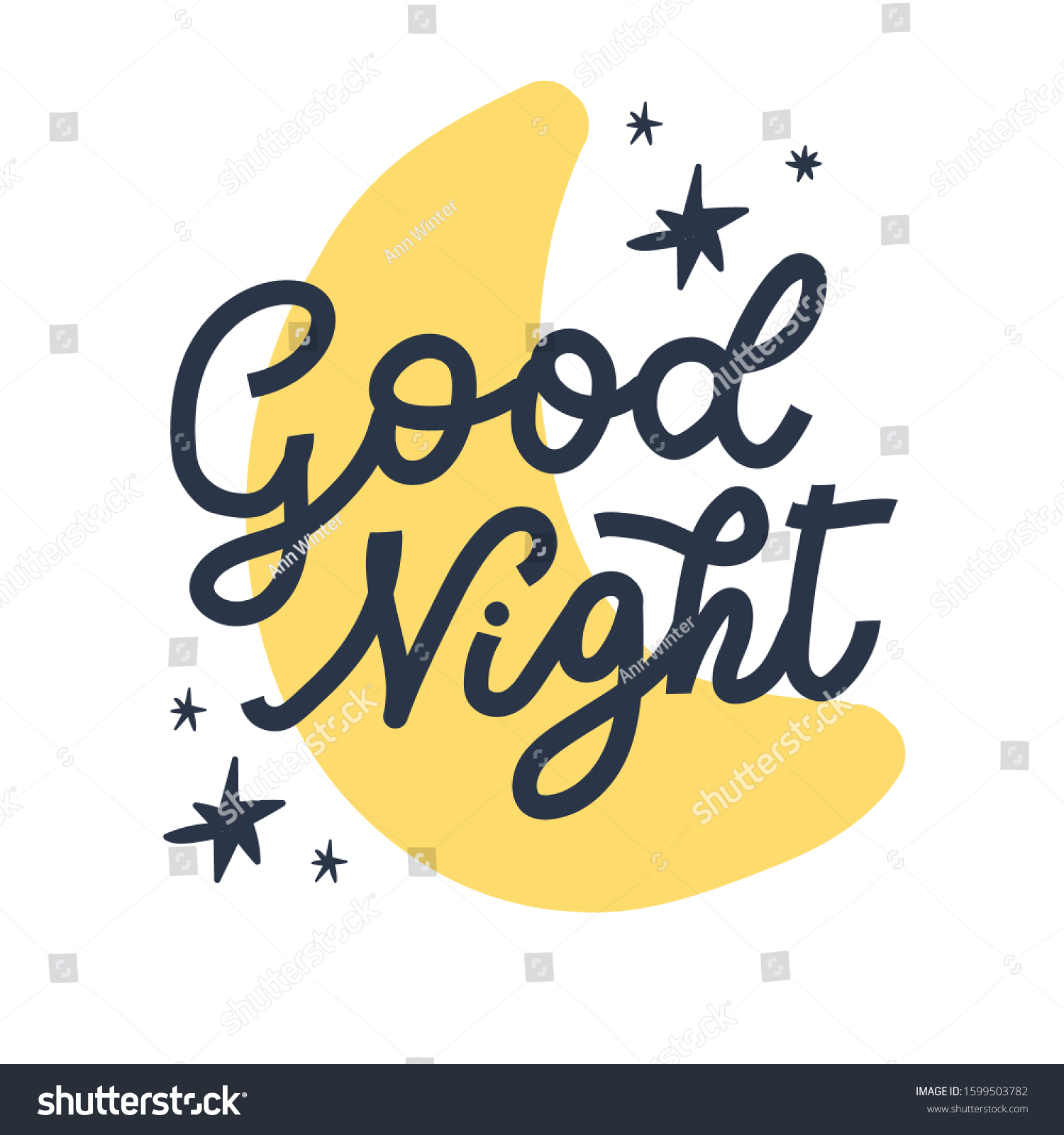 Good Night Poster Hand Lettering Cute Stock Vector (Royalty Free ...