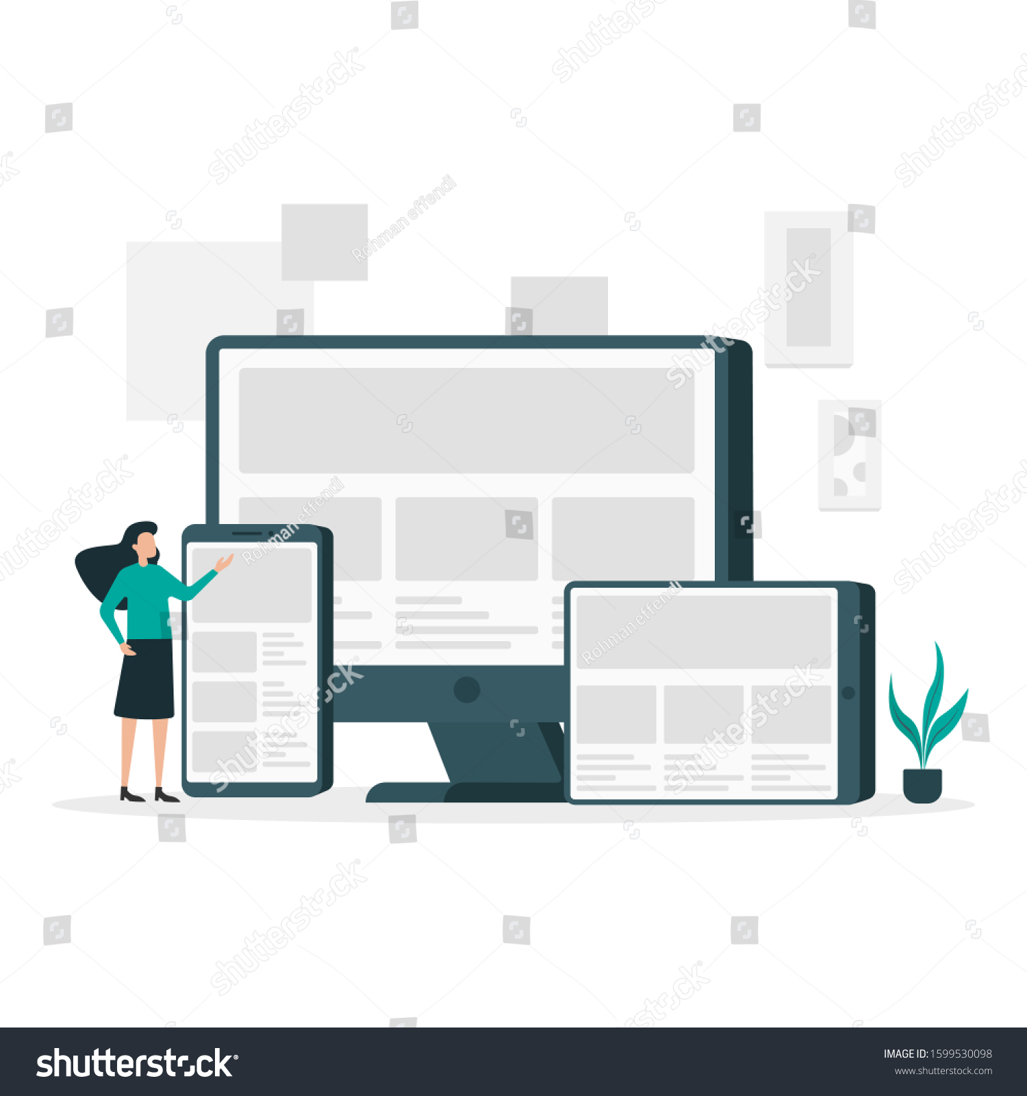 Responsive Web Illustration Vector Design Concept Stock Vector (Royalty ...