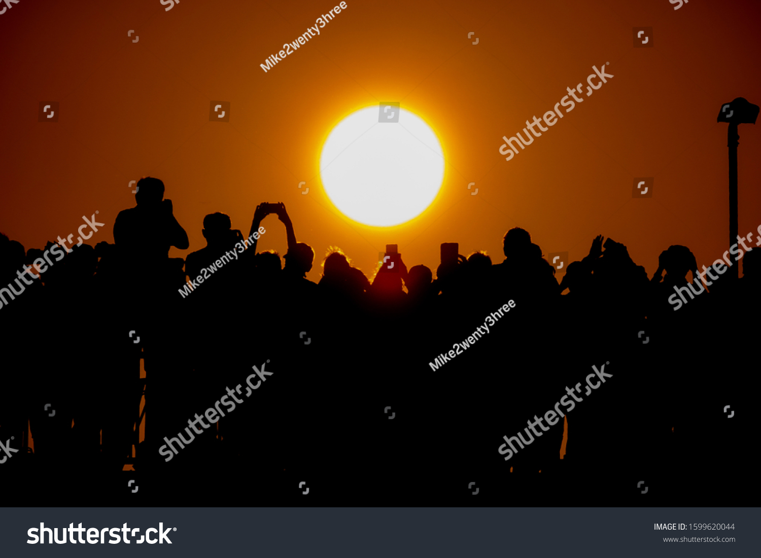 Group People Snapping Sunset Stock Photo 1599620044 | Shutterstock