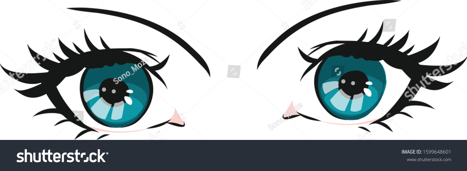 Cute Anime Girl Eye Anime Blue Stock Vector (Royalty Free) 1599648601 ...