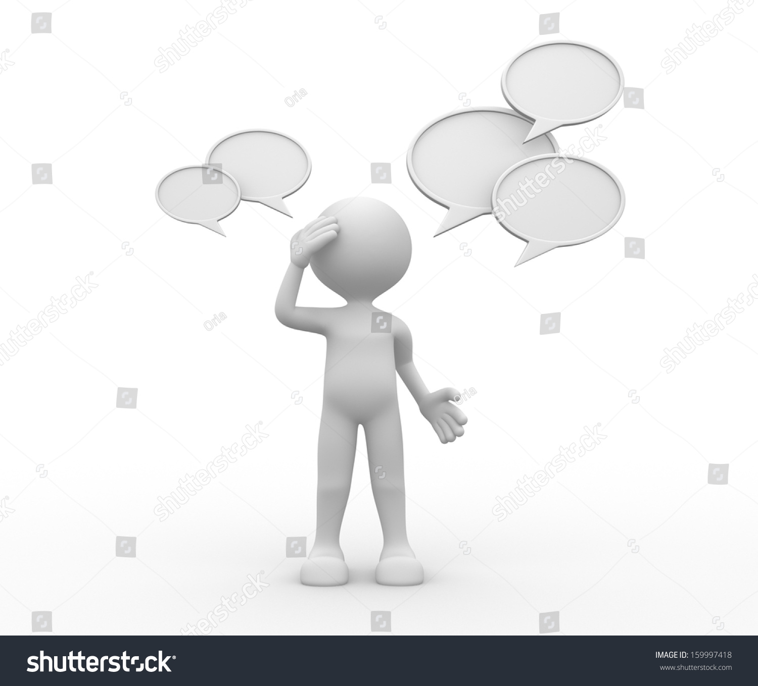 3d People Man Person Blank Bubble Stock Illustration 159997418 ...