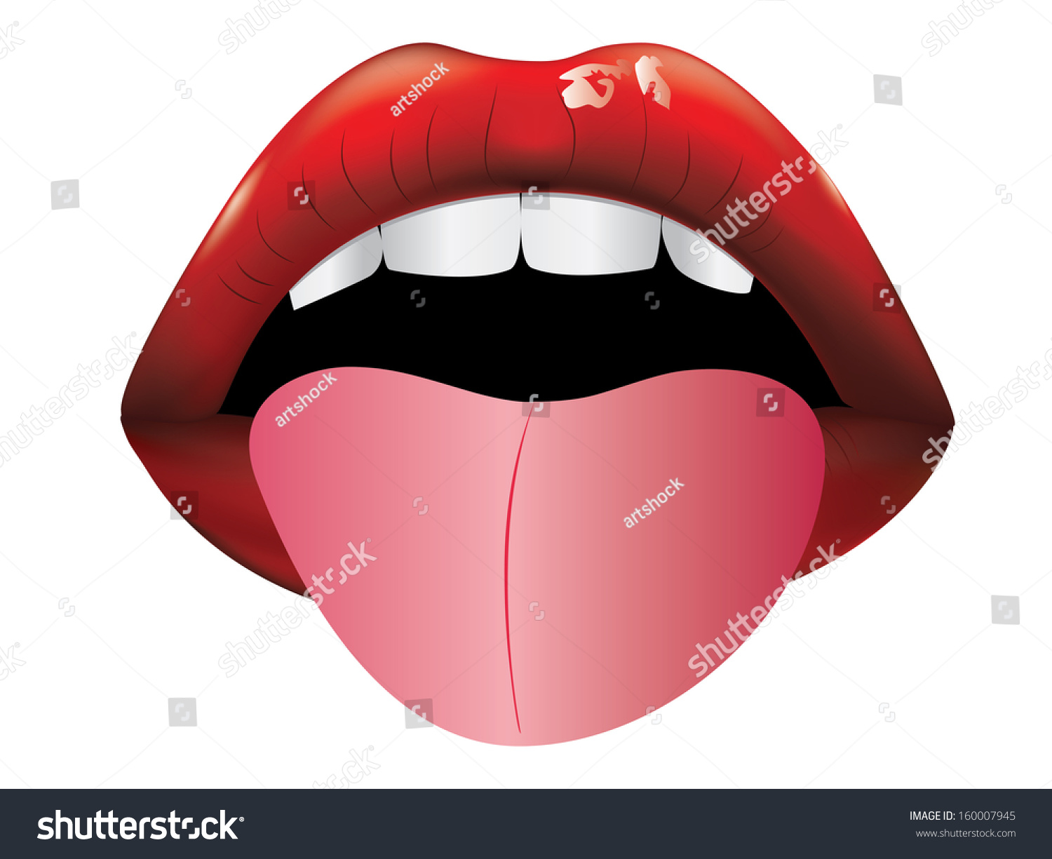 Открытый рот с языком арт