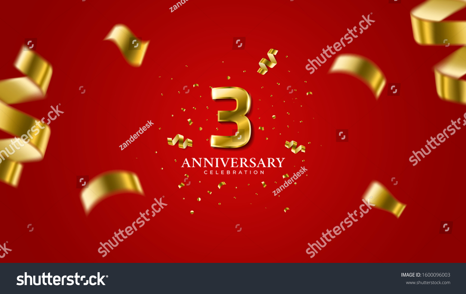 3rd Anniversary Gold Numbers Shadow Sparkling Stock Vector (Royalty ...