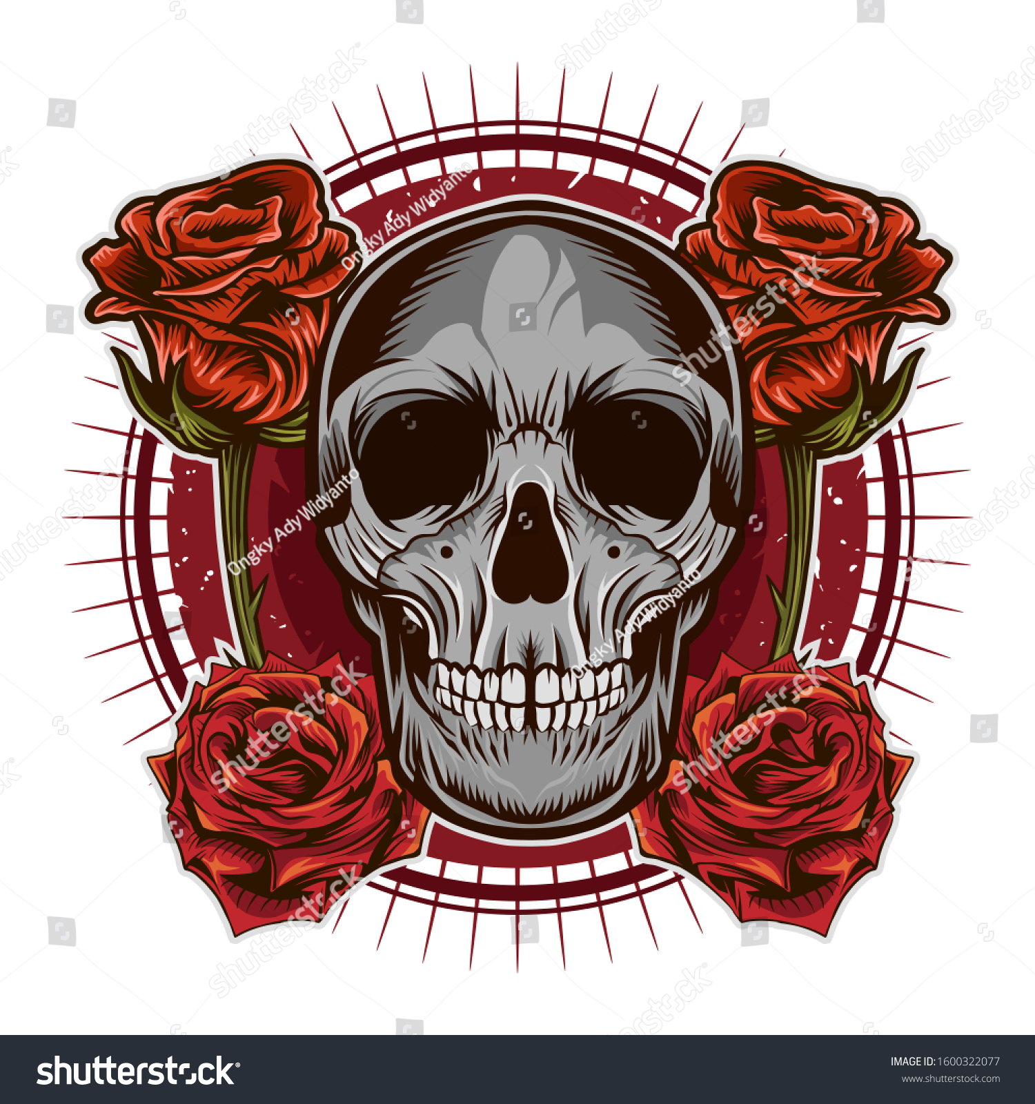 Skull Rose Vector Illustration Isolated White Stock Vector (Royalty ...