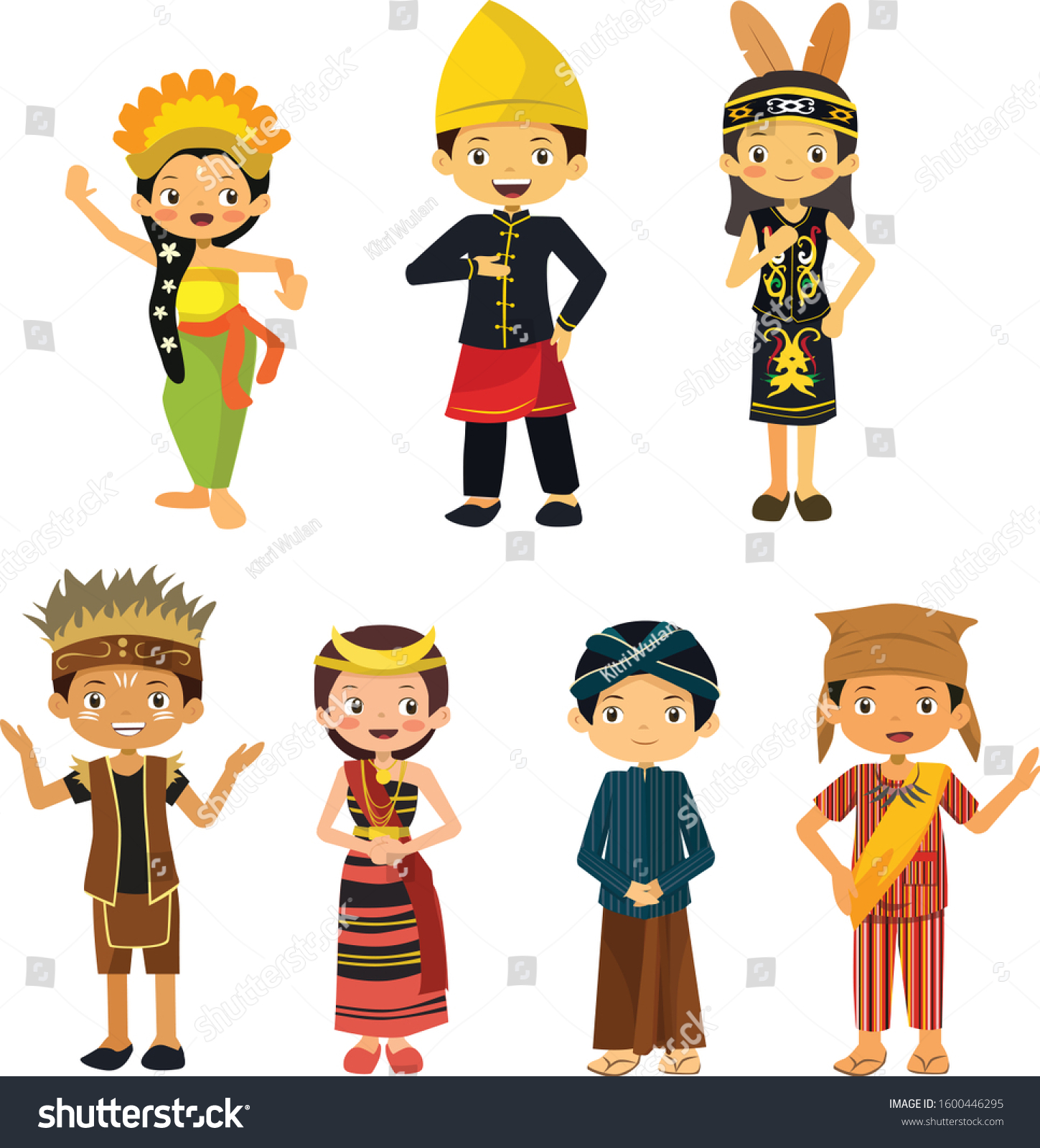 Indonesia People Wearing Traditional Dress Stock Vector (Royalty Free ...