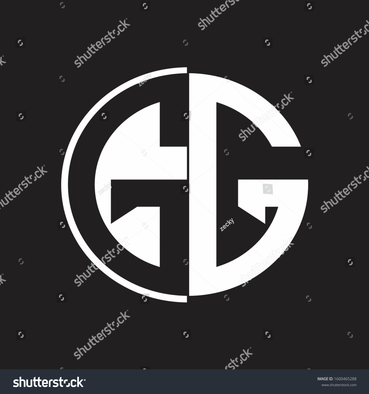 Gg Logo Monogram Negative Space Style Stock Vector (Royalty Free ...