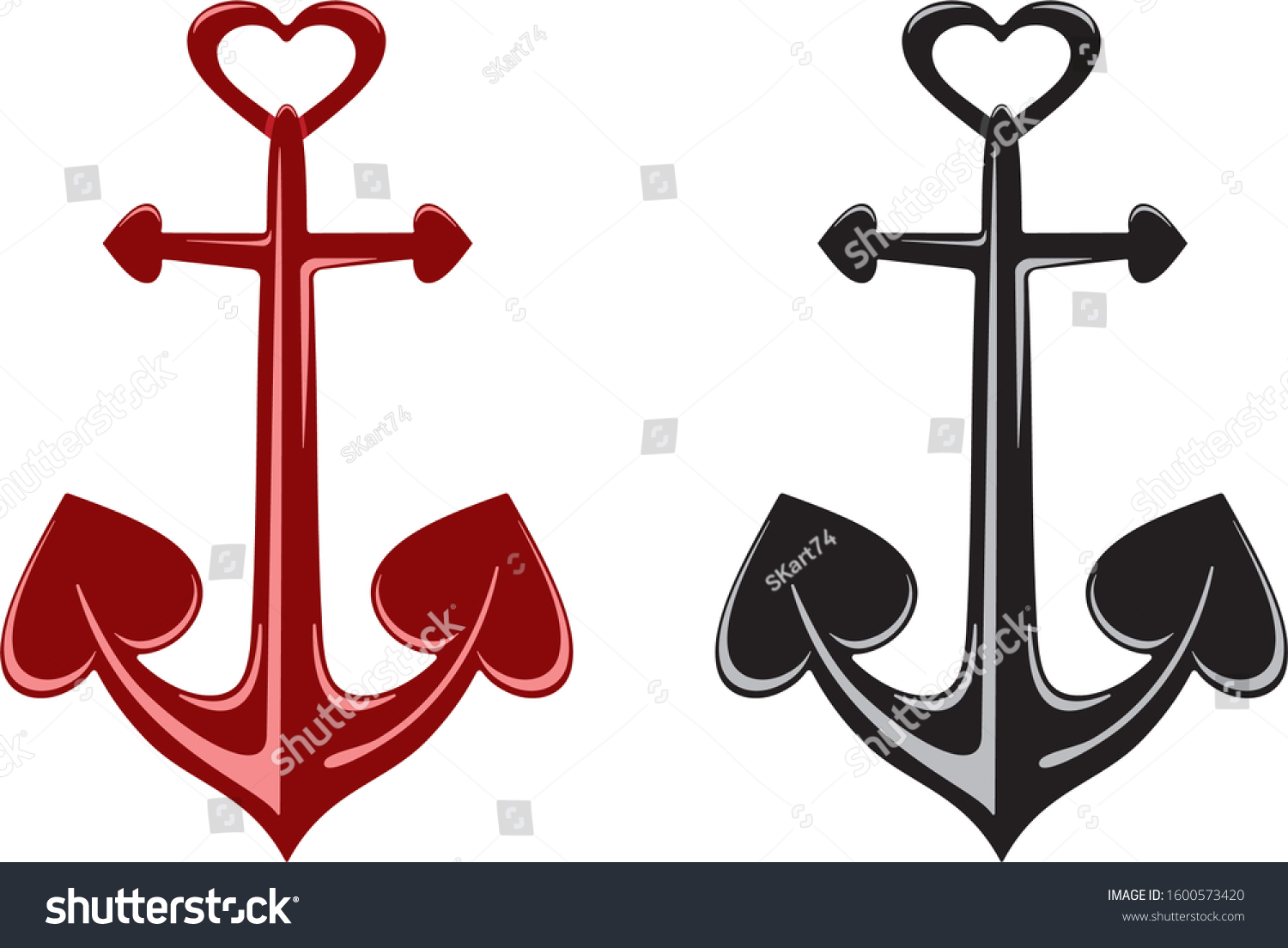 Anchor Love Anchor Hearts Vector Illustration Stock Vector (Royalty