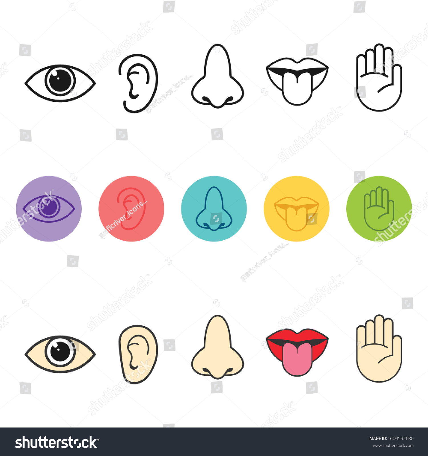 Five Senses Human Nervous System Icon Stock Vector (Royalty Free ...