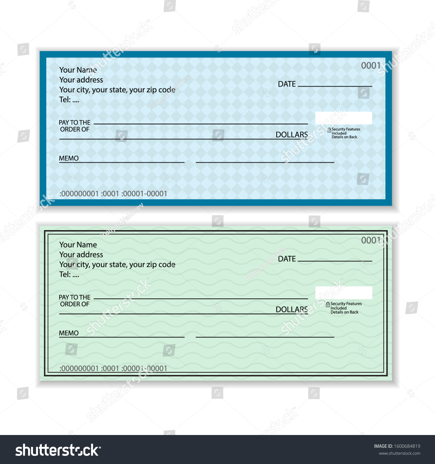 Bank Check Set On White Background Stock Vector (Royalty Free ...