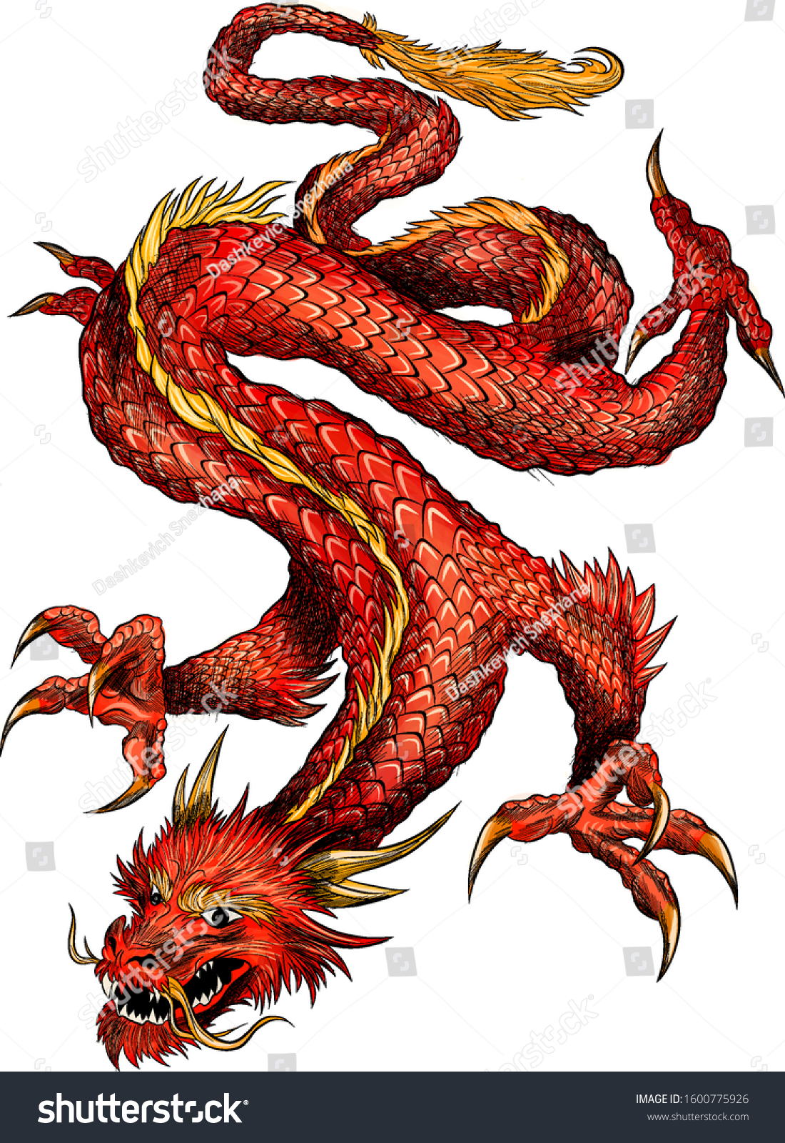 Red Traditional Chinese Dragon Symbol Stock Vector (Royalty Free ...