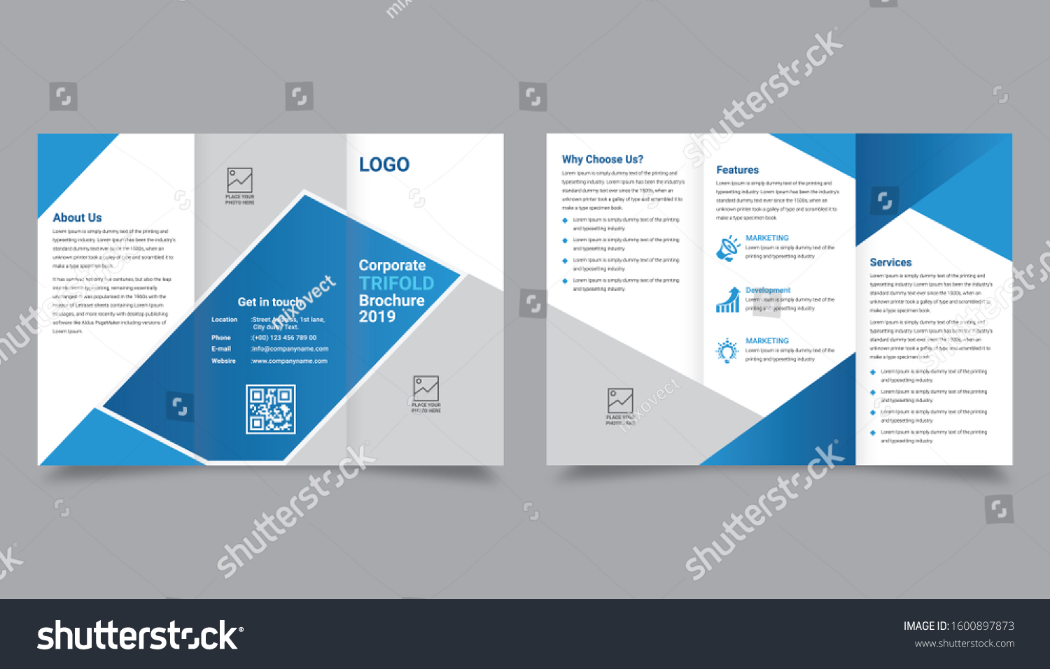 Corporate Business Trifold Brochure Template Stock Illustration ...
