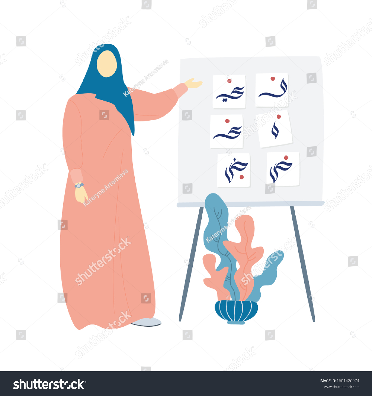 muslim-woman-teacher-learning-arabic-alphabet-stock-vector-royalty