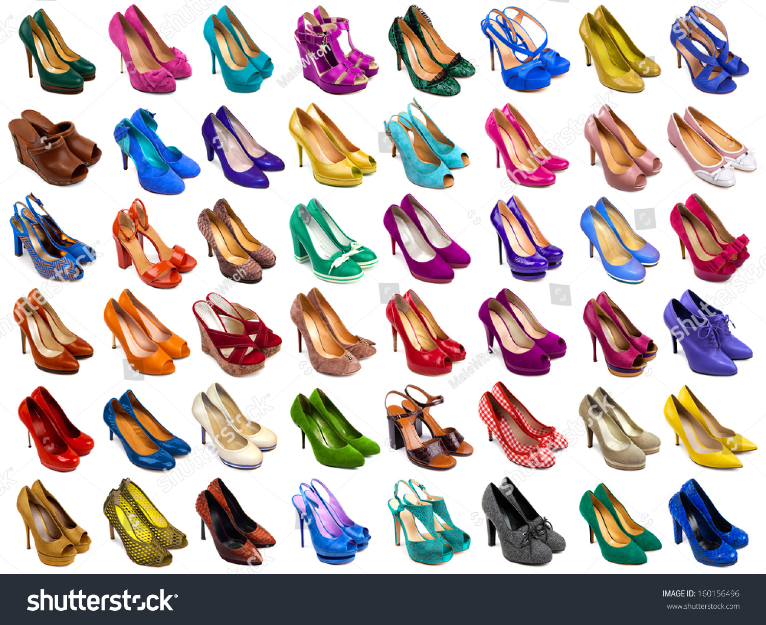 Female Shoes Collection On White Background Stock Photo 160156496 ...