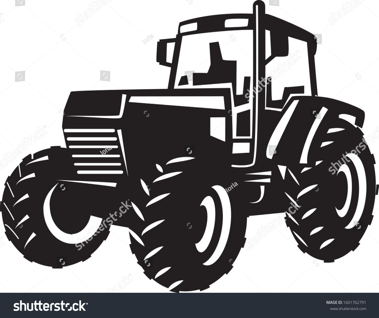 Vector Silhouette Tractor Black White Stock Vector (Royalty Free ...