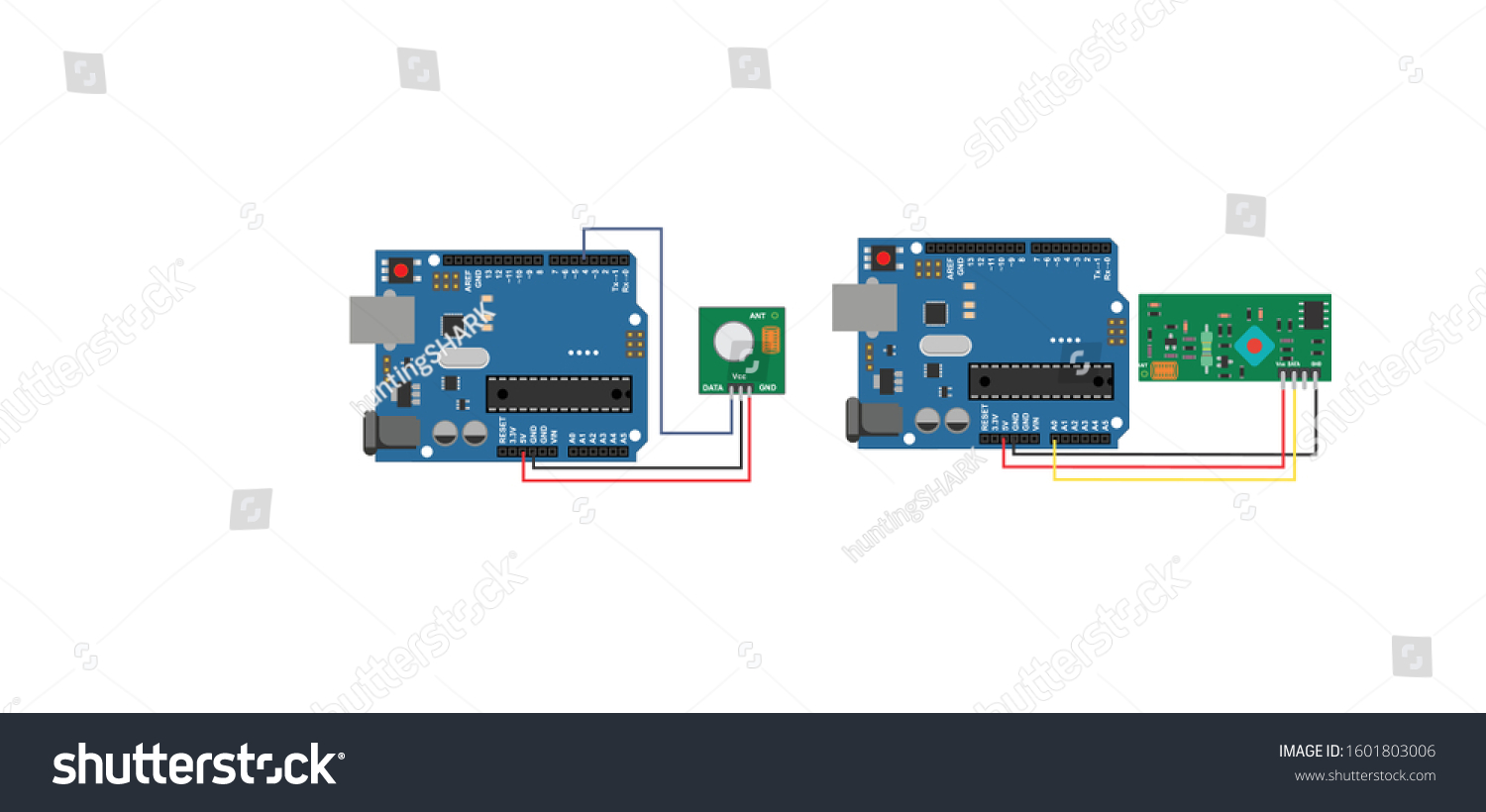 Rf Module Arduino Interfacing Top View Stock Vector (Royalty Free ...