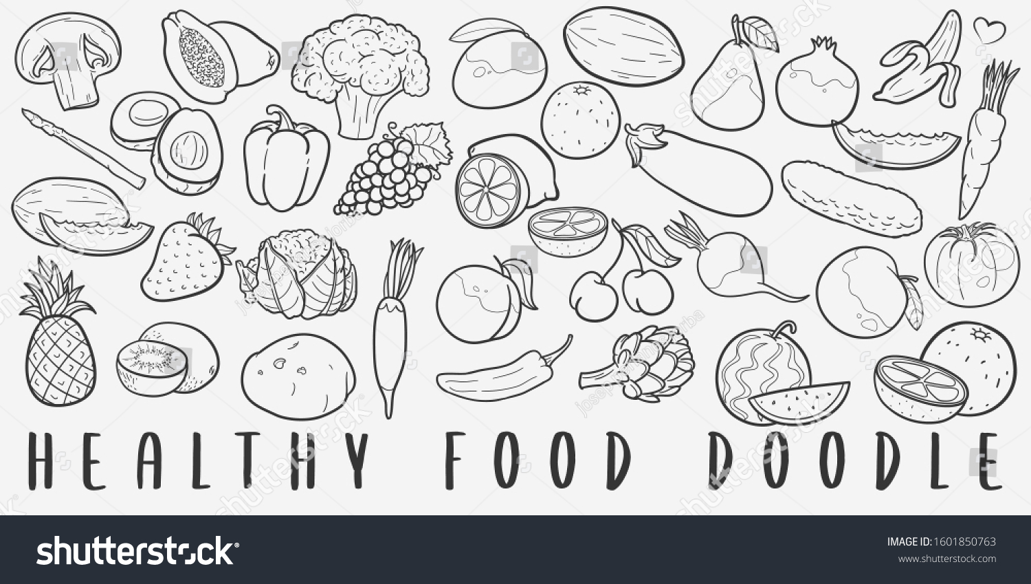 Healthy Food Doodle Line Art Illustration Stock Vector (Royalty Free ...