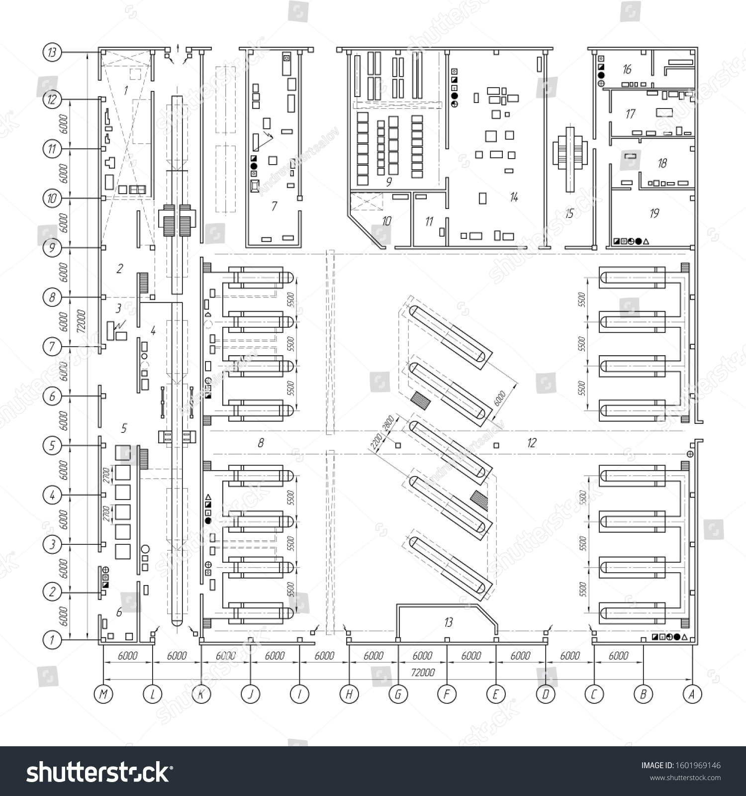 Technical Drawing Car Service Station Design Stock Illustration 