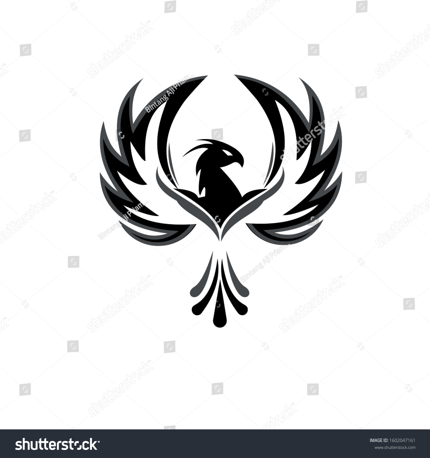 Modern Phoenix Logo Illustration White Isolated Stock Vector (Royalty ...