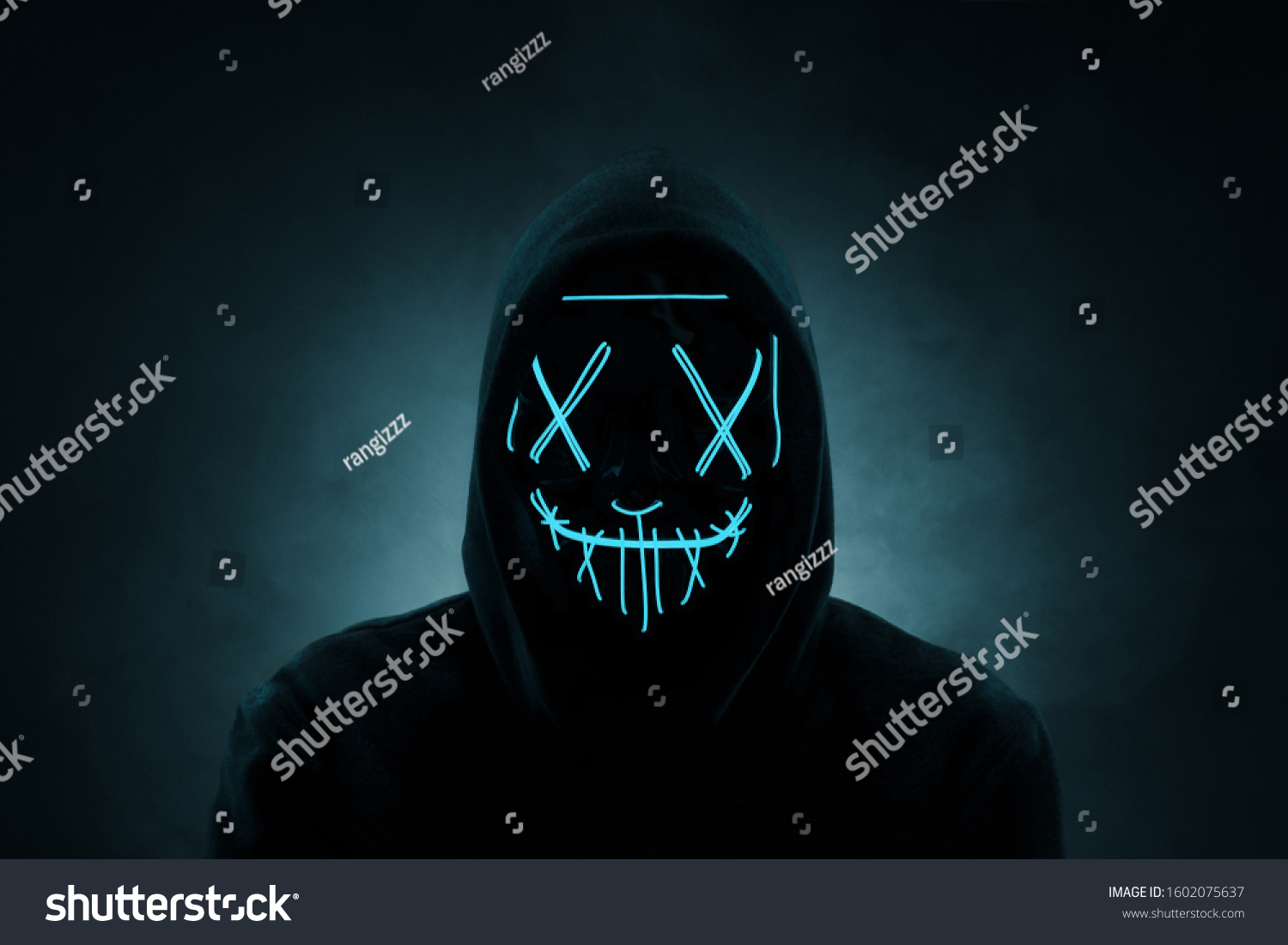 Portrait Anonymous Man Hacker Wearing Neon Stock Photo 1602075637 ...