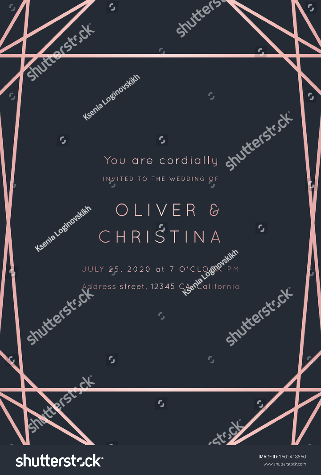 Vector Modern Wedding Invitation Template Art Stock Vector (Royalty
