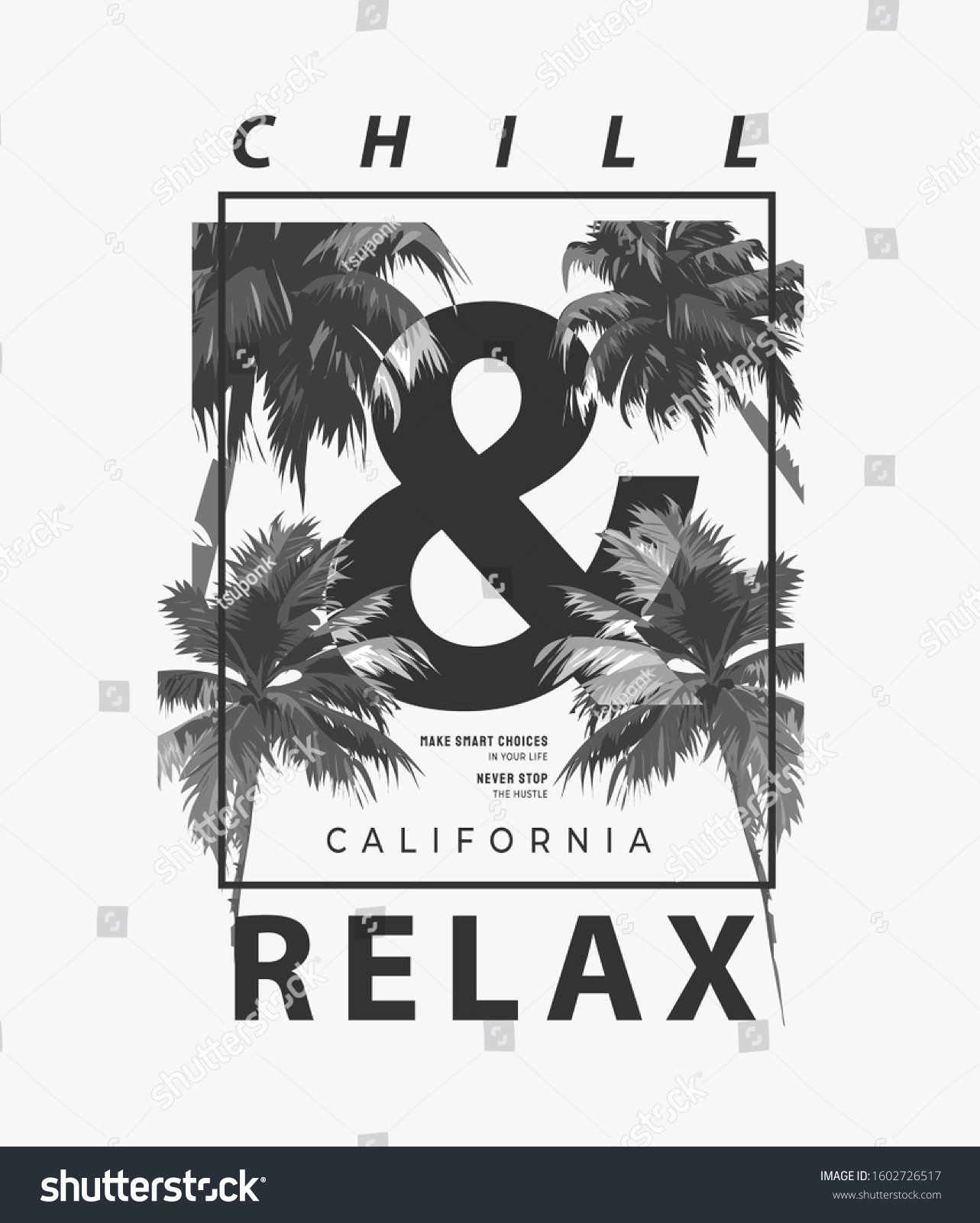 Chill Relax Slogan On Bw Palm Stock Vector Royalty Free Shutterstock