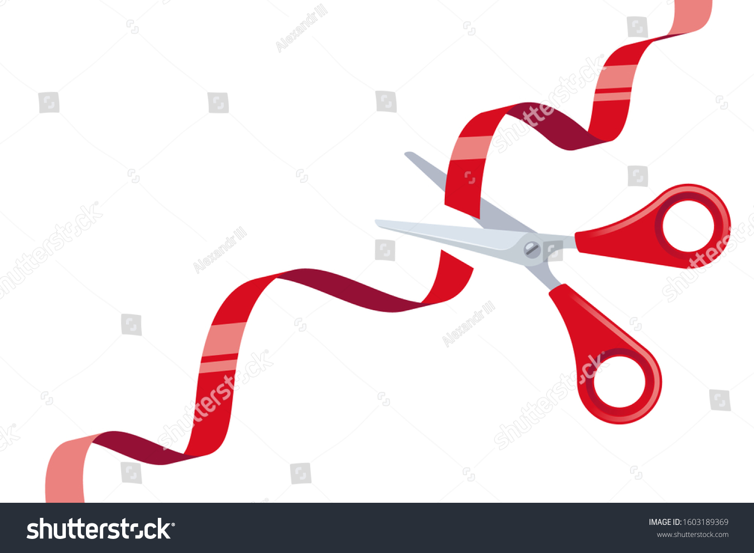 Cut Red Ribbon Stainless Steel Scissors Stock Vector (Royalty Free ...