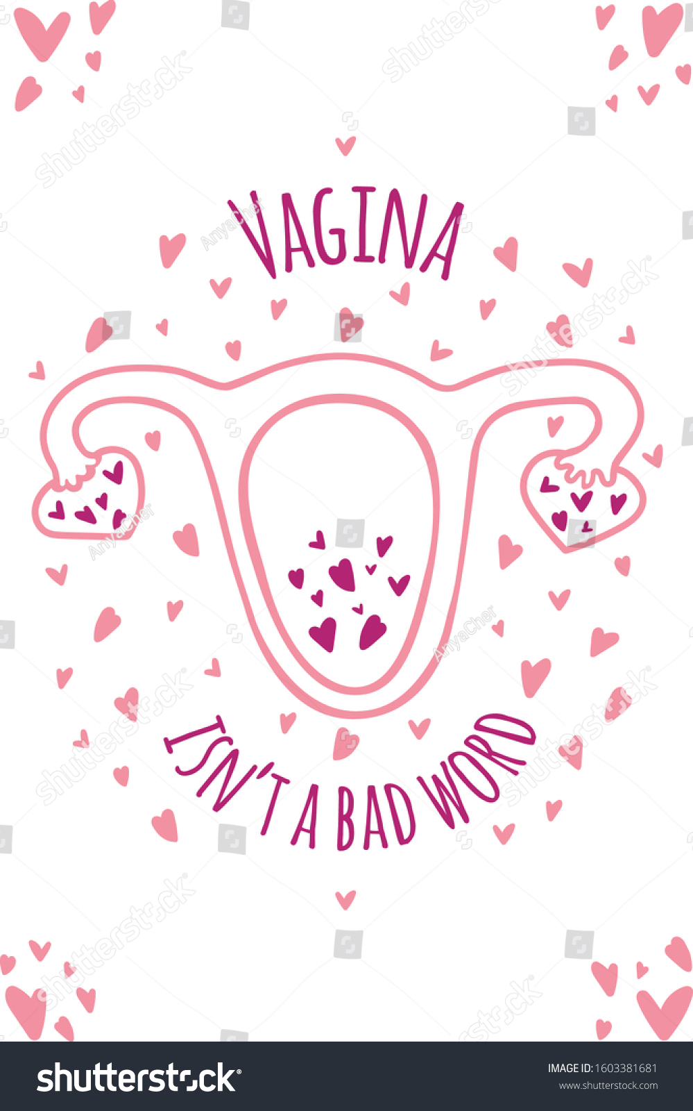 Card Template Vagina Hearts Lettering Menstruation Stock Vector My Xxx Hot Girl 8076