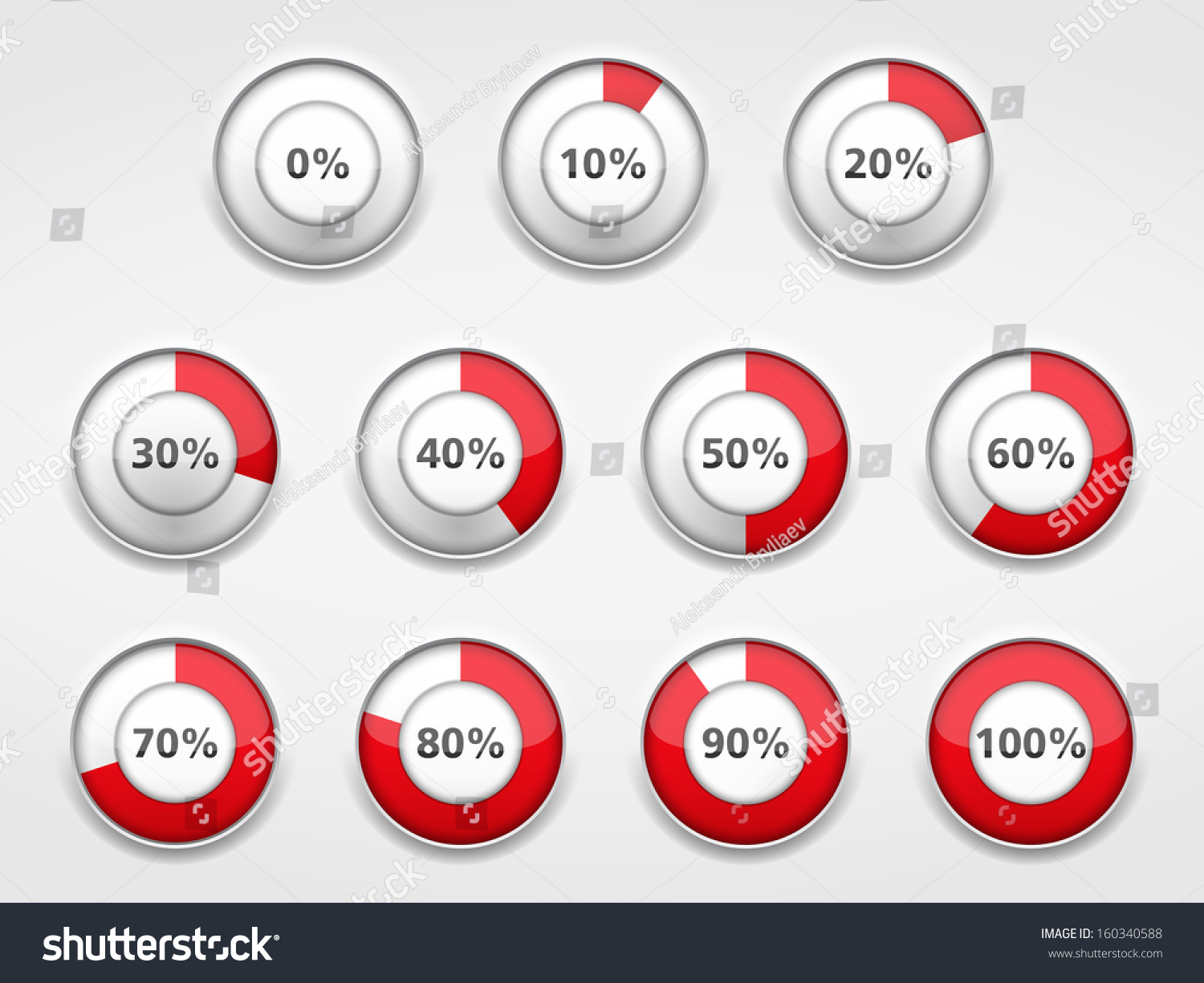 Red Progress Indicators Set Vector Eps10 Stock Vector (Royalty Free ...