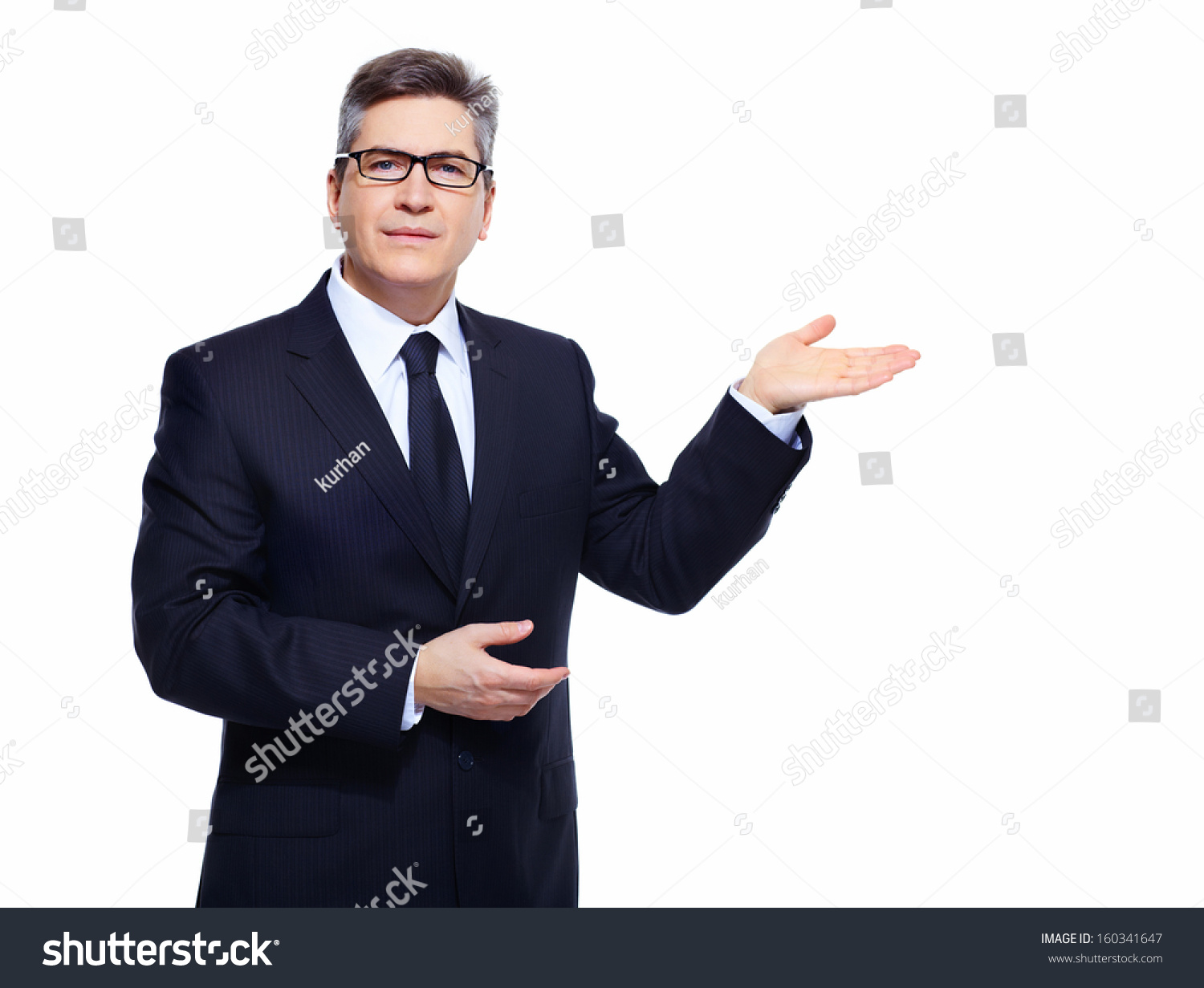 Businessman Isolated Over White Background Presenting Stock Photo ...