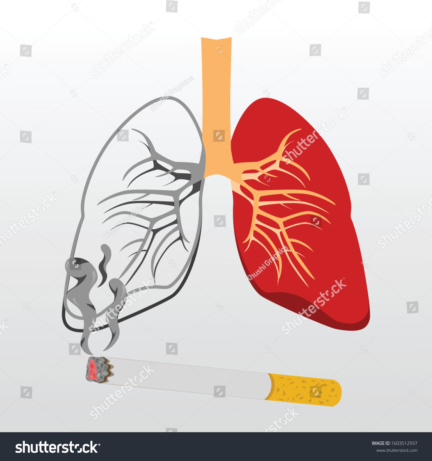 Professional Creative Design Lungs Smoking Non Stock Vector (Royalty ...