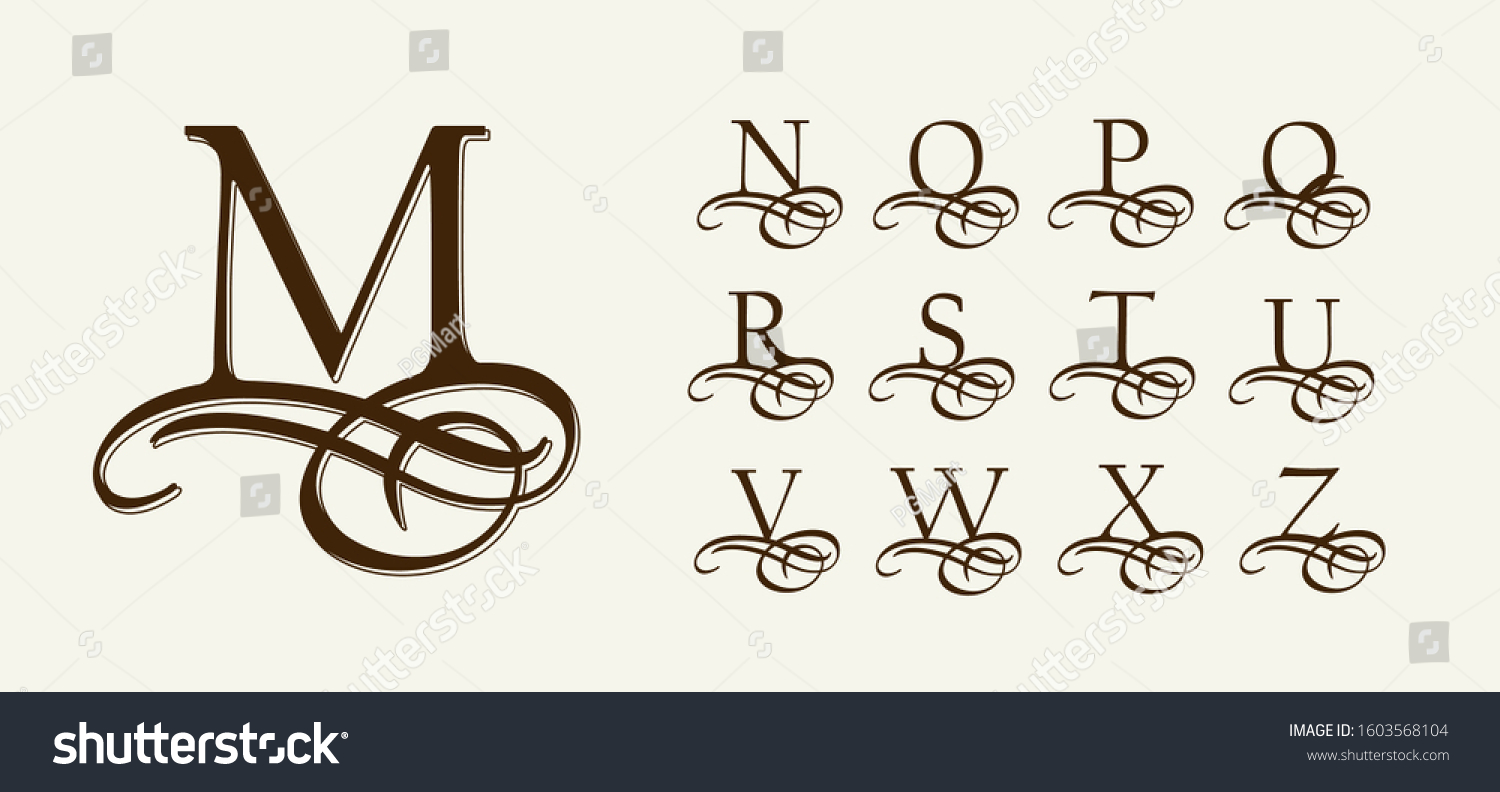 Vintage Set 2 Calligraphic Capital Letters Stock Vector Royalty Free 1603568104 Shutterstock