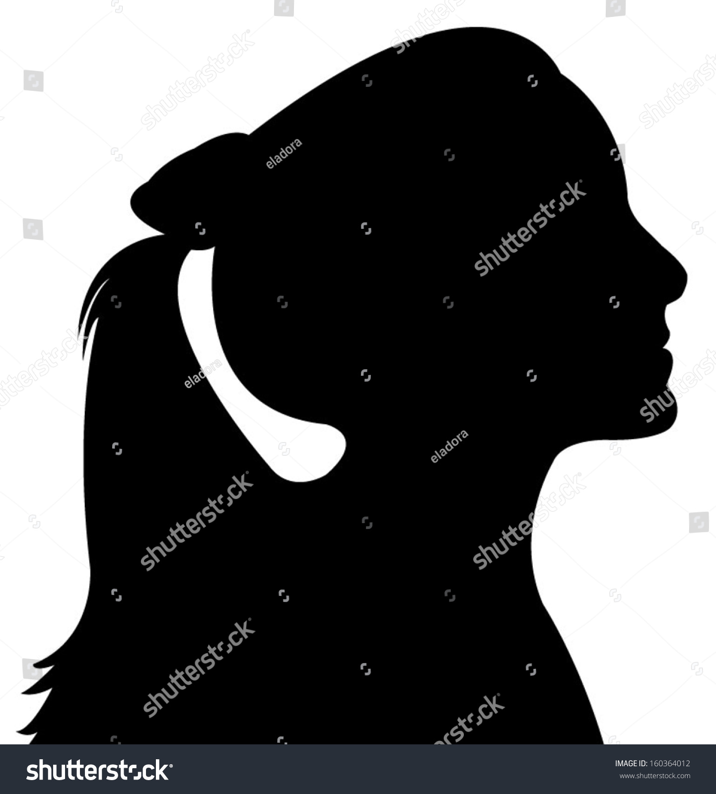 Girl Head Silhouette Vector Stock Vector (royalty Free) 160364012 