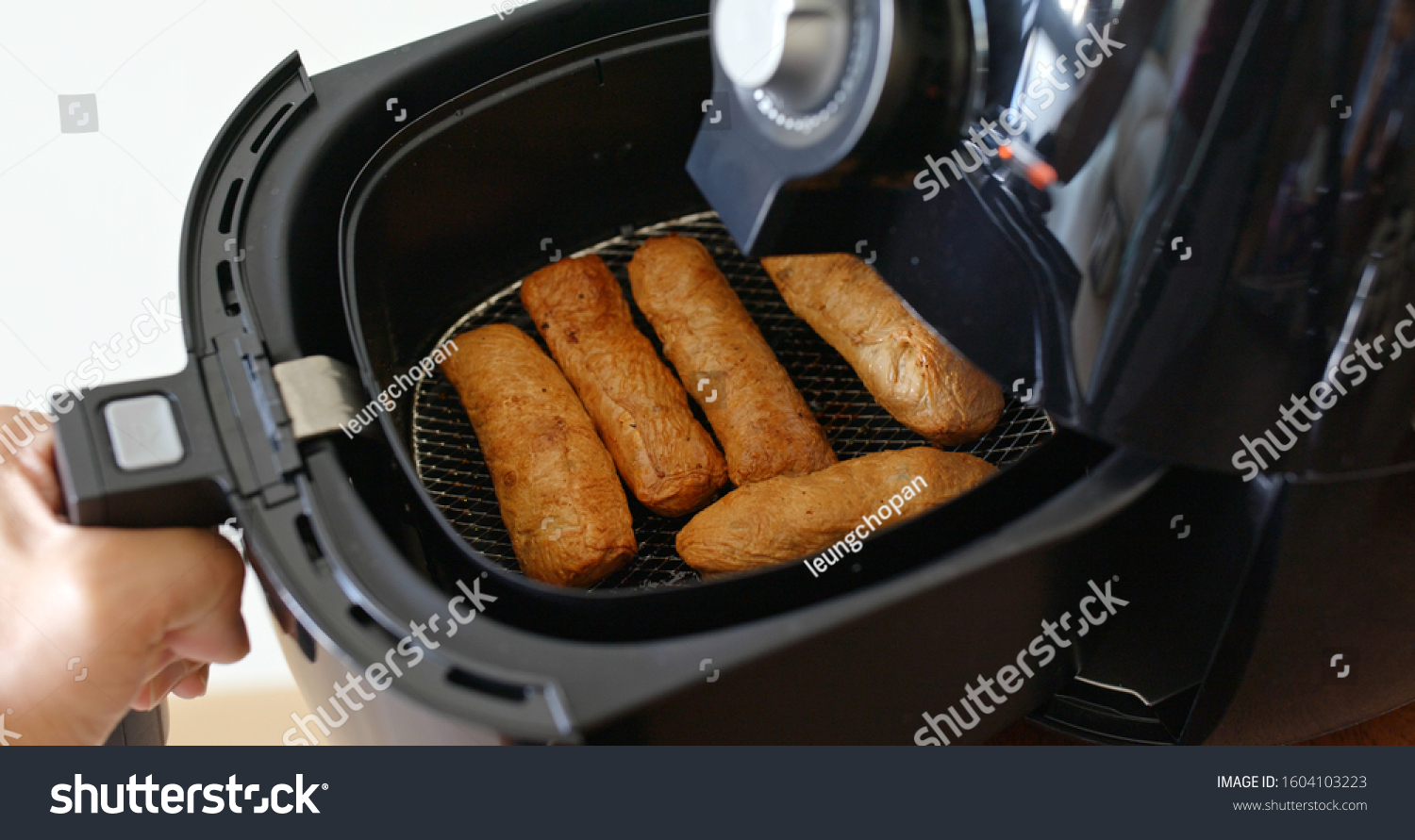 4 Air Fryer To Make Cakes Images Stock Photos Vectors Shutterstock   Stock Photo Air Fryer Homemade Crispy Fish Cake Roll 1604103223 