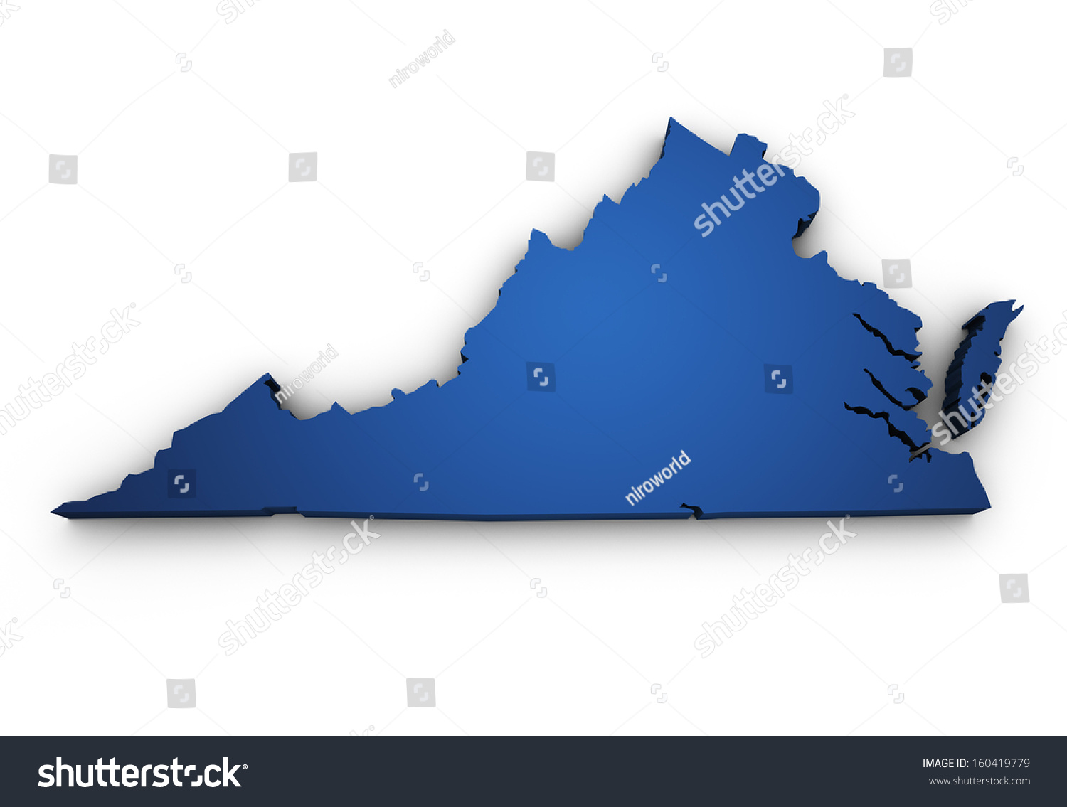 Shape 3d Virginia Map Colored Blue Stock Illustration 160419779 ...