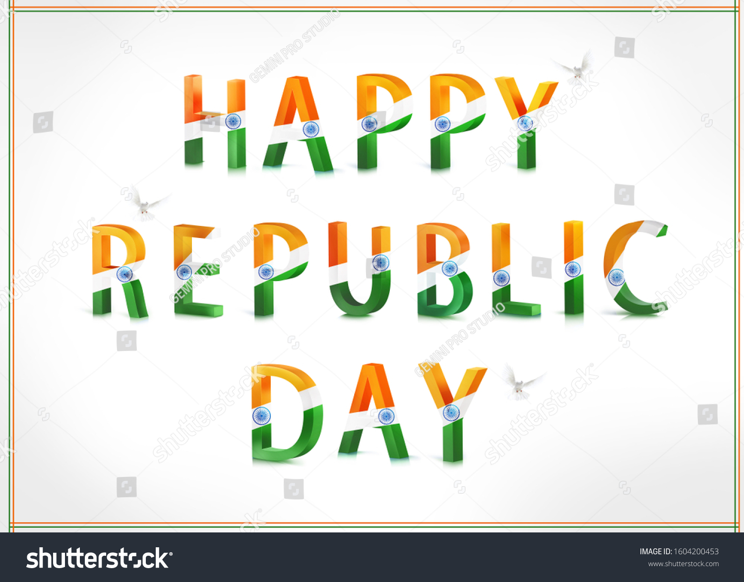 Happy Republic Day 2020 Letter Composed Stock Illustration 1604200453