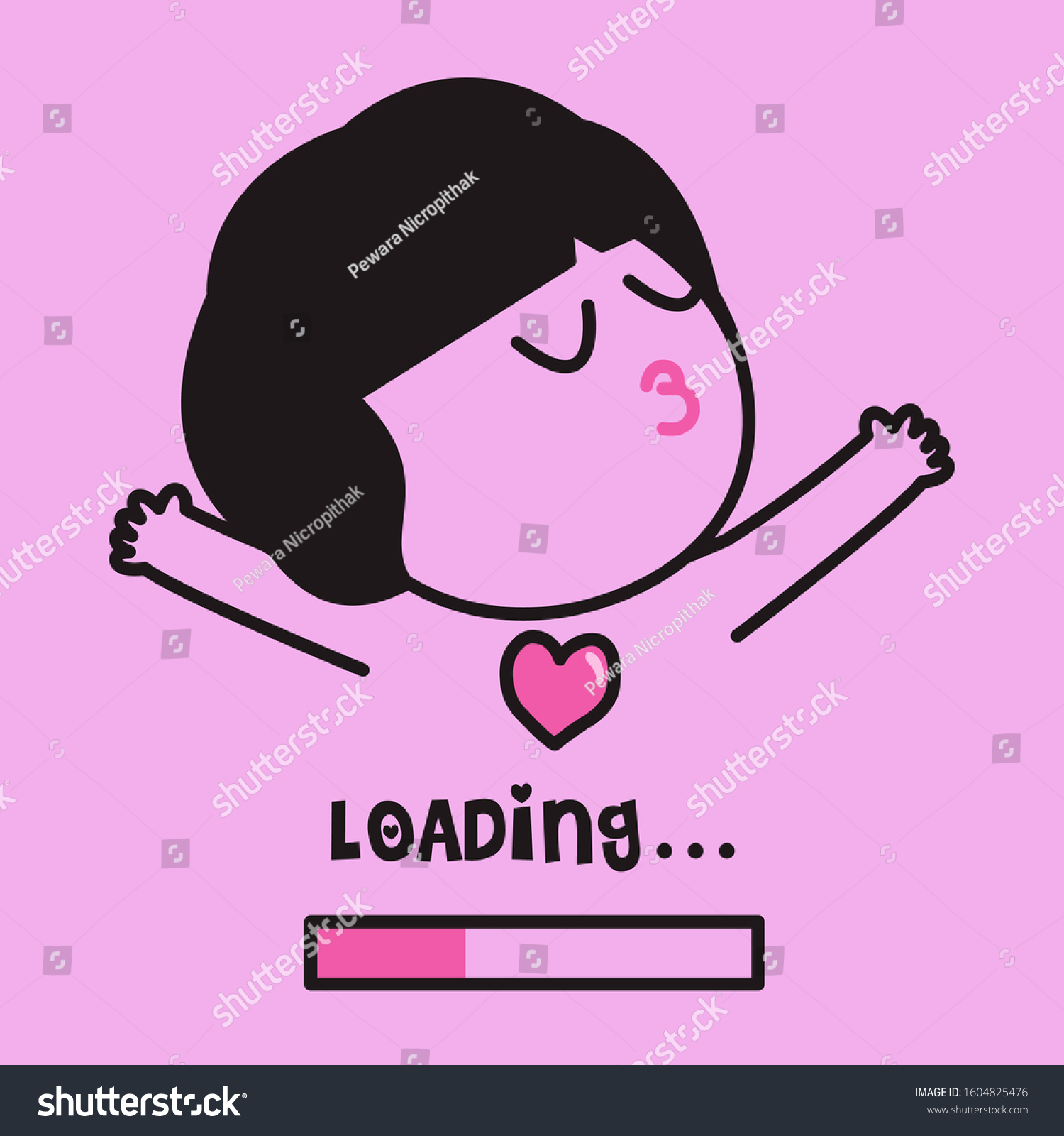 Happy Girl Waiting Hug Loading Valentines Stock Vector (Royalty Free ...