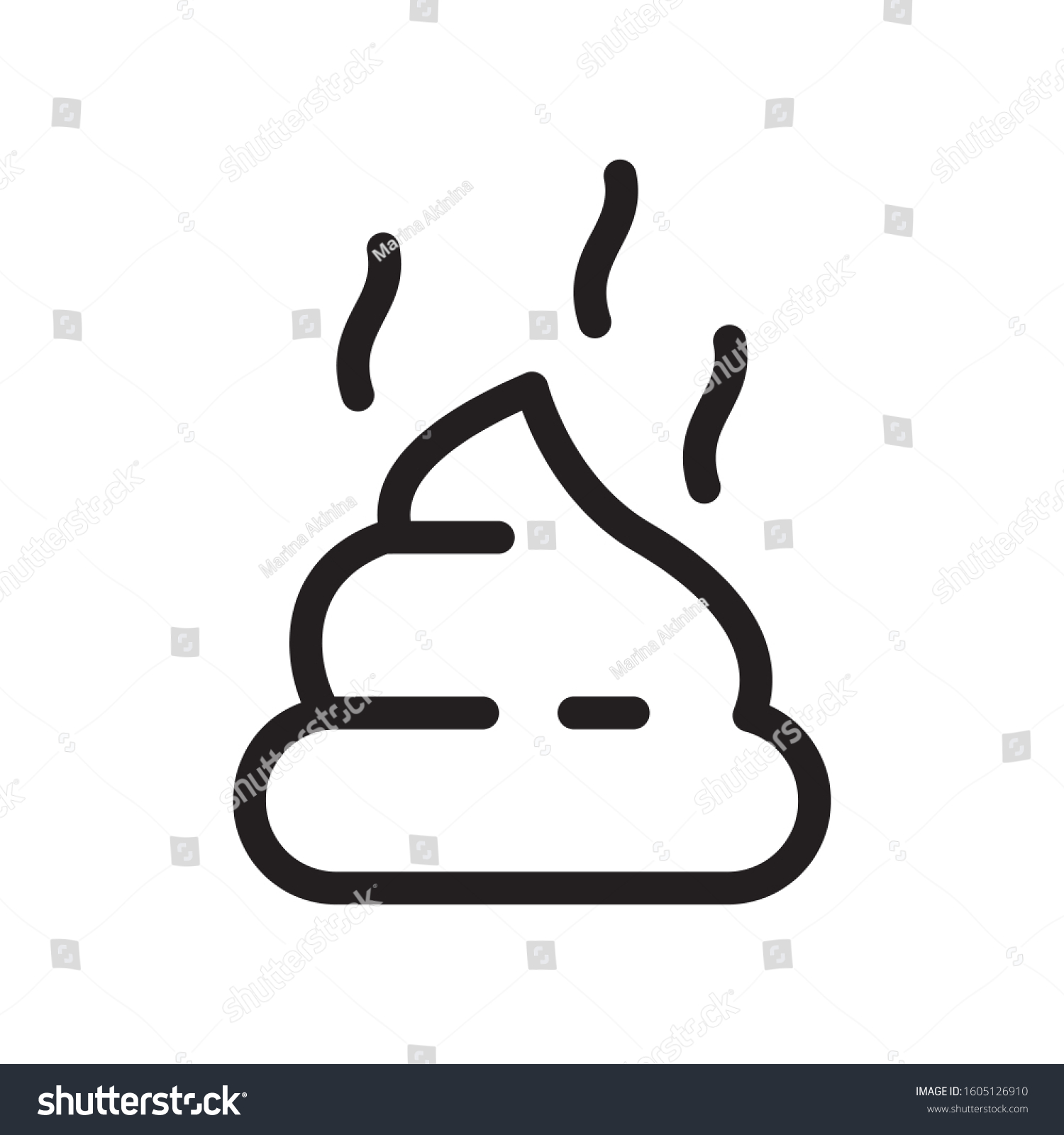 Dog Poop Stink Icon Thin Line Stock Vector (Royalty Free) 1605126910 ...