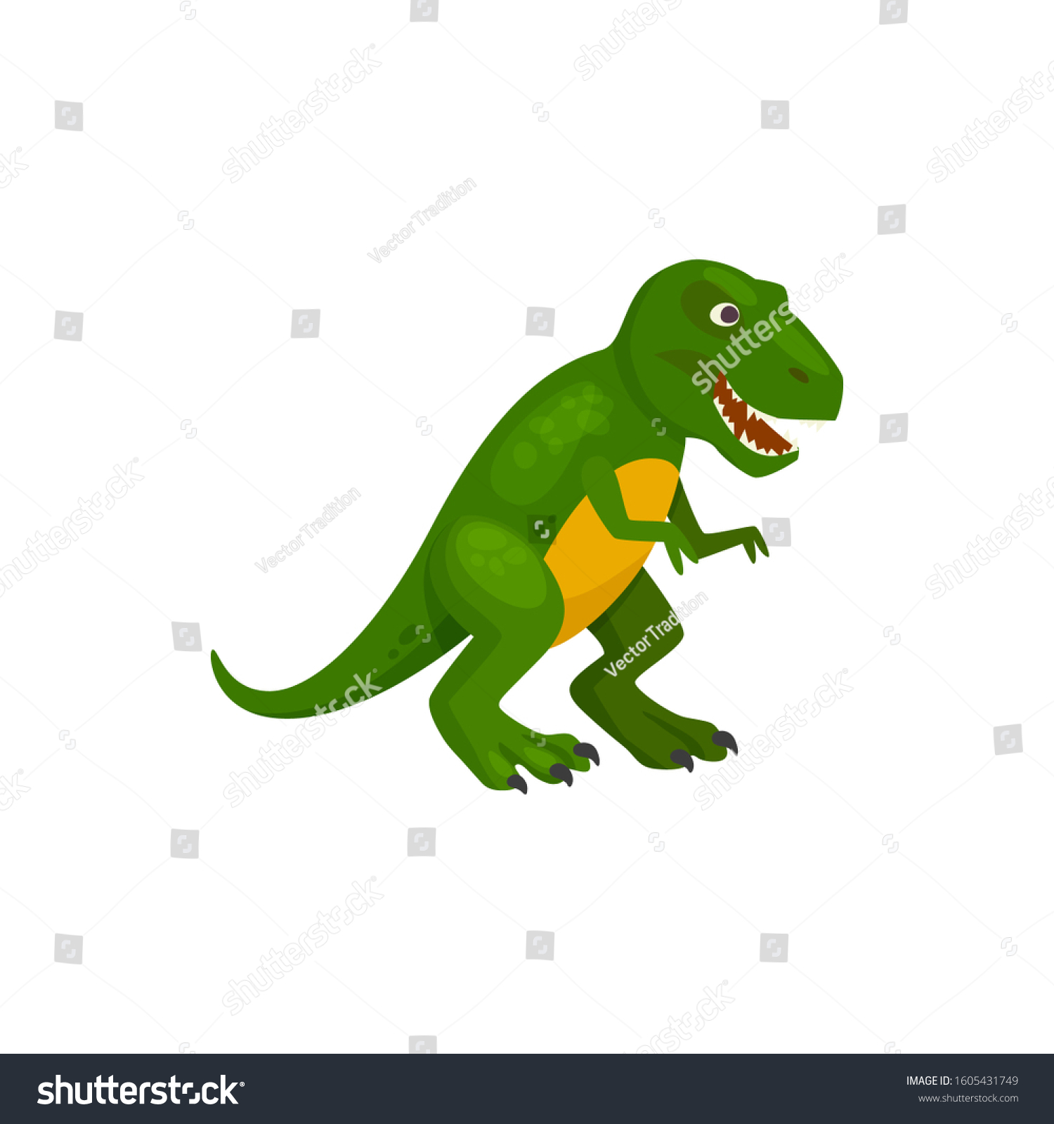 Trex Green Dinosaur Isolated Cartoon Tyrannosaurus Stock Vector ...