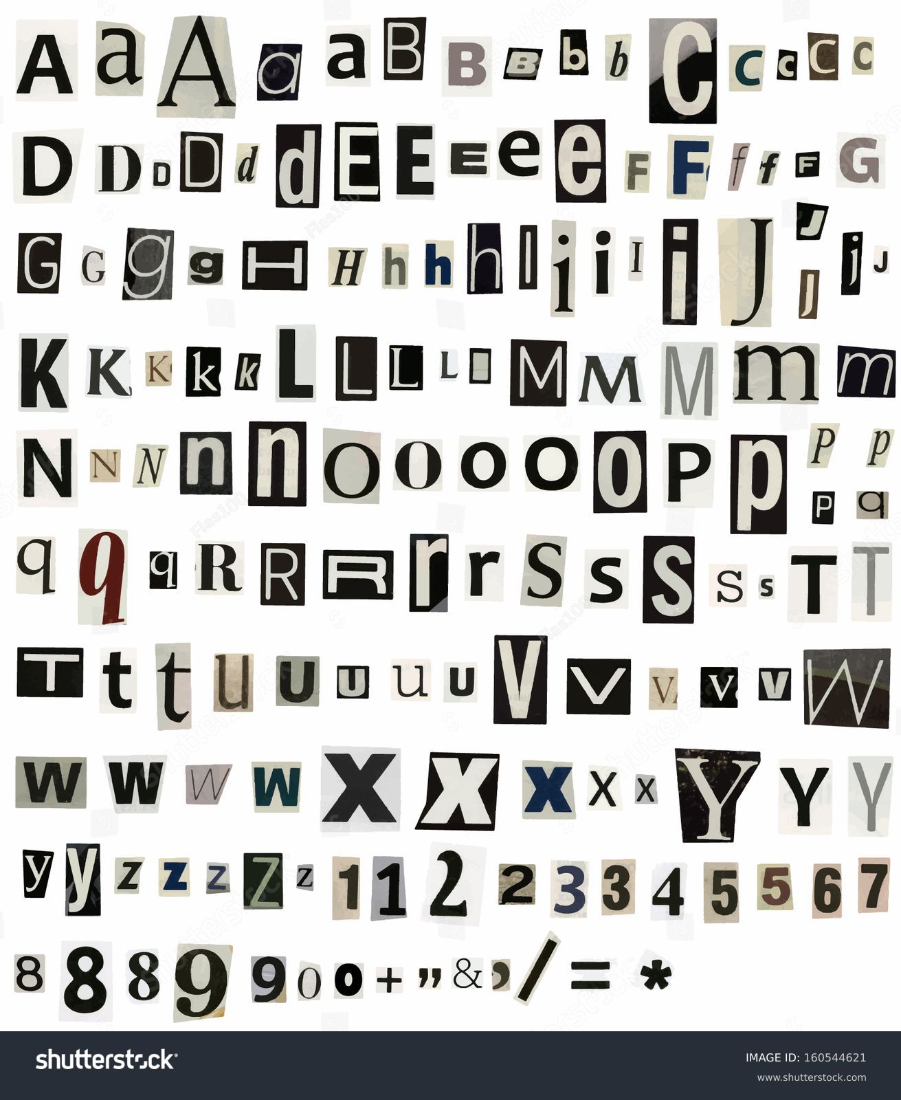 Vector Alphabet Letters Made Newspaper Magazine Stock Vector (Royalty ...