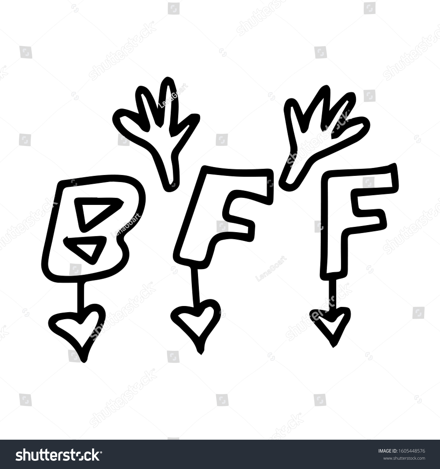 Bff Best Friends Forever Handdrawn Lettering Stock Vector Royalty Free