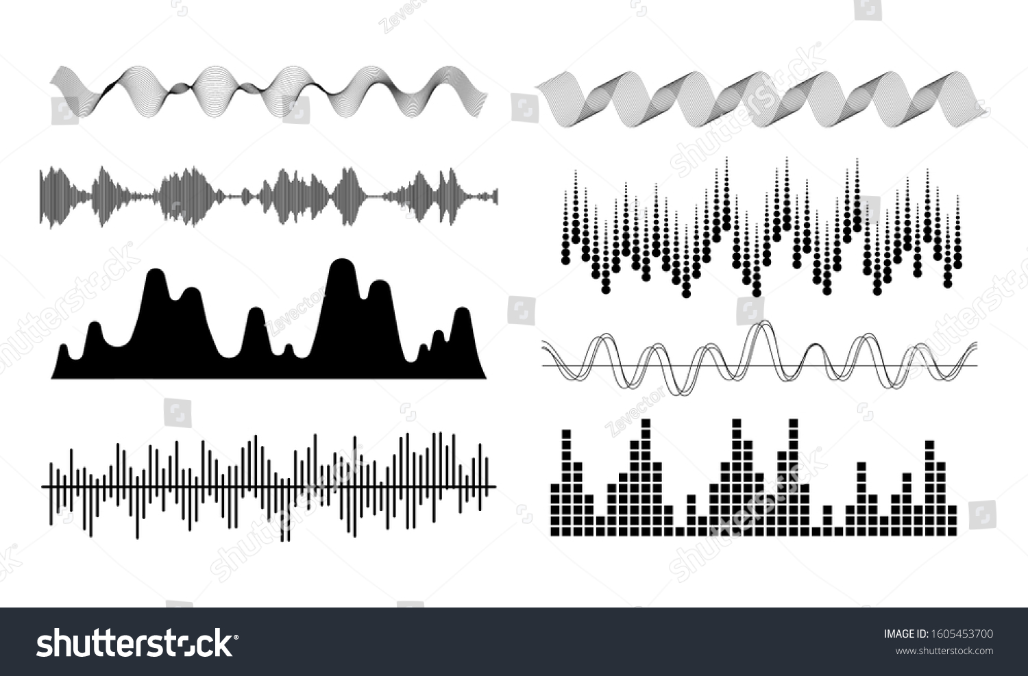 Set Waving Vibration Pulsing Lines Graphic Stock Vector (Royalty Free ...