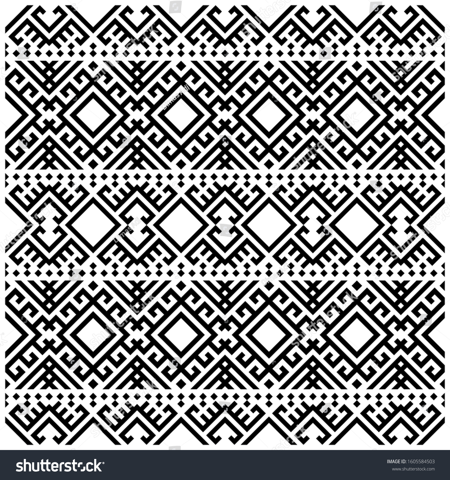 Seamless Etnic Pattern Black White Color Stock Vector (Royalty Free ...